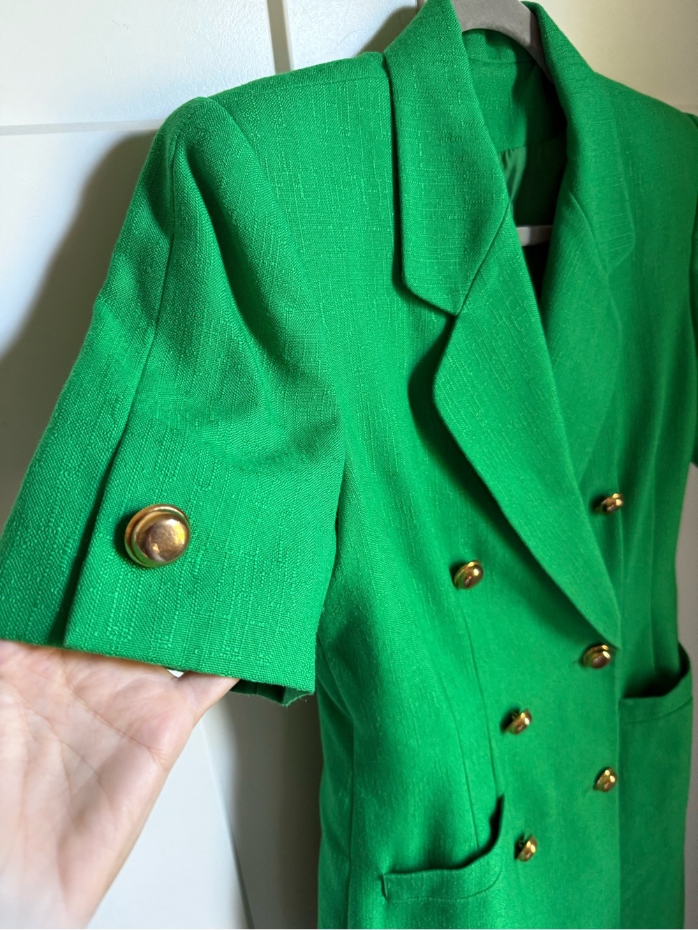 Kasper Emerald Green Double-Breasted Short Sleeve Blazer Dress size 8. Like new. - Picture 4 of 10